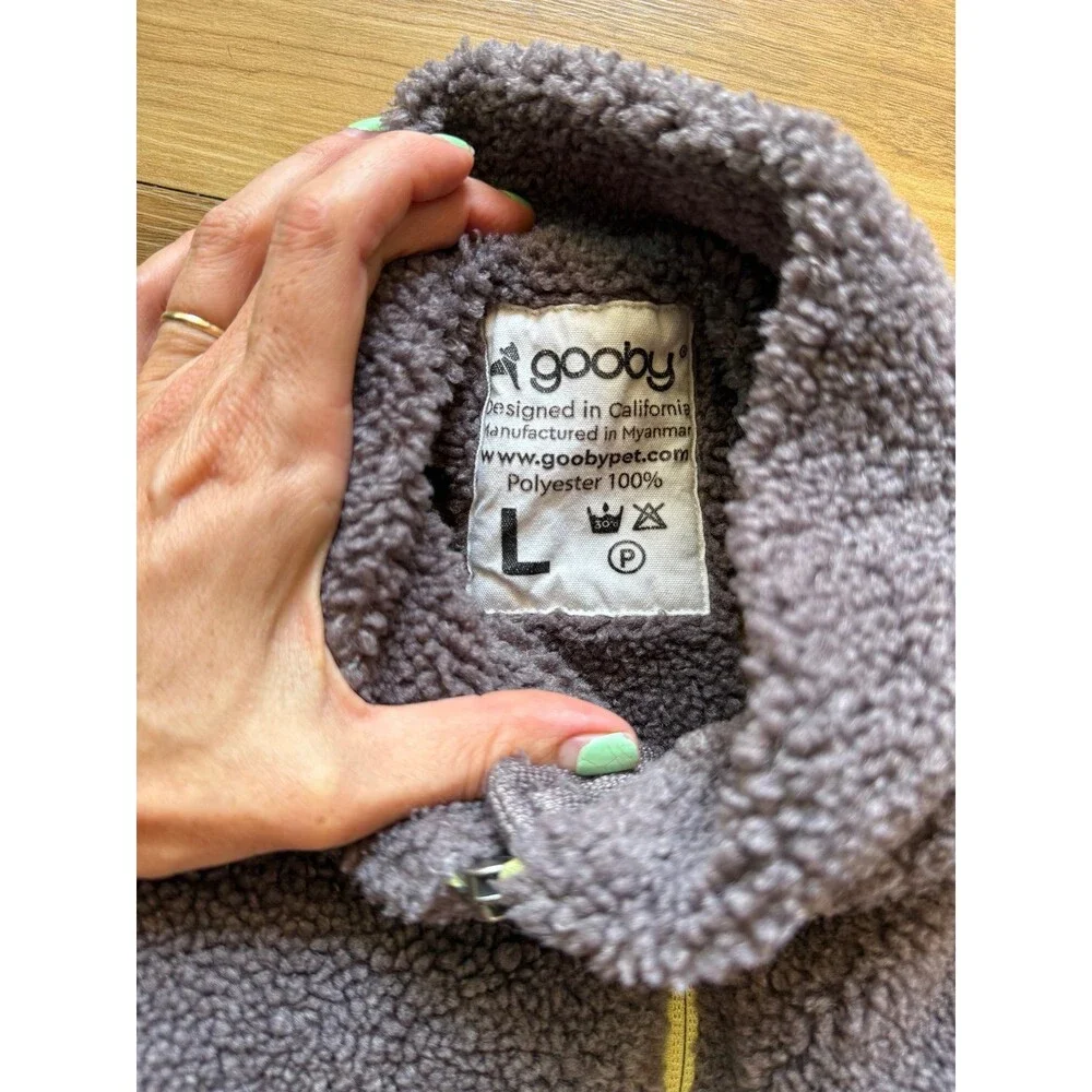 Gooby Zip-Up Fleece Dog Vest Large Charcoal Gray Warm Pet Sweater